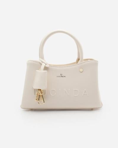 Women's off-white handbag with adjustable shoulder strap
