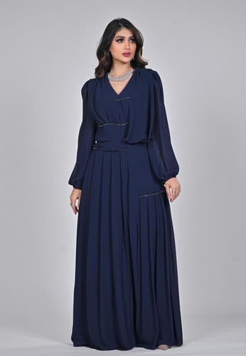 فستان سهرة ناعم شيفون لون كحلي