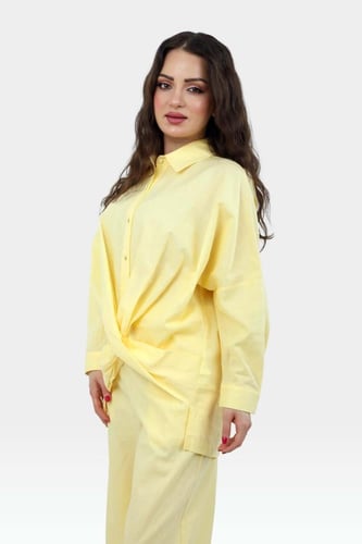 طقم قطعتين بنطلون وبلوزة لون اصفر