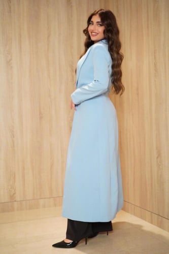 جاكيت طويل أزرق بتصميم بليزر أنيق