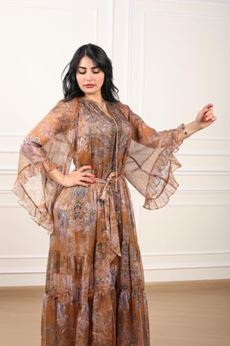 فستان غجري لون عسلي