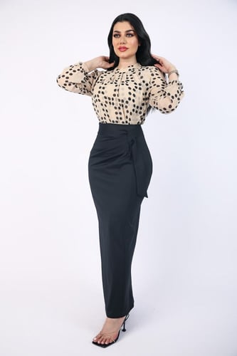 تنورة طويلة أسود استرتش سكيني