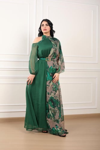 فستان سهره قماش شيفون تشجيرة ترند