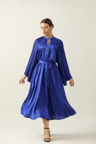 جلابية ميدي ستان حرير اكمام بلاسية