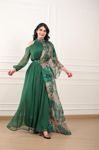 فستان سهره قماش شيفون تشجيرة ترند