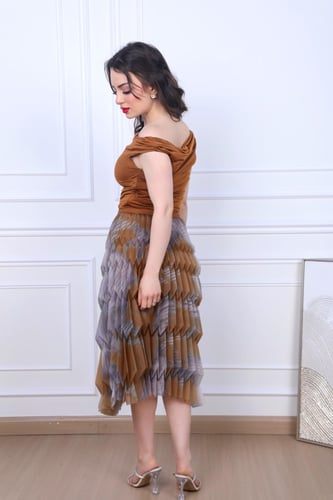 بلوزه كت قماش كريب استرتش مزموم