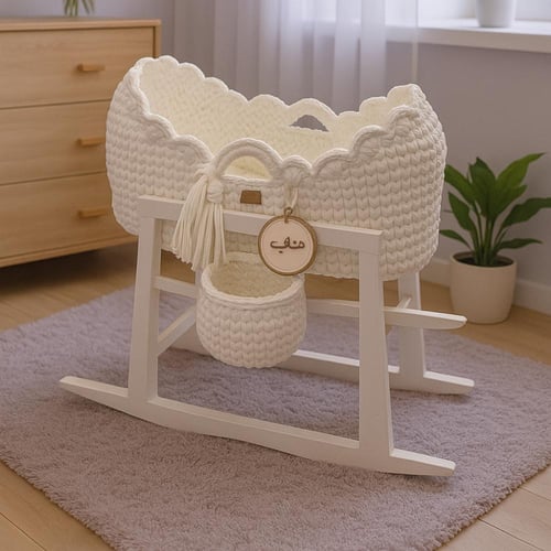 سرير محمول للمواليد جهتين كروشيه بدون ستاند