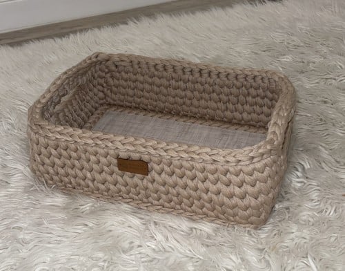 سلة كروشيه بخيط الكليم