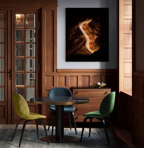 لوحة مسارات الضوء – جبال الهدا بالطائف (مشهد تجريد...