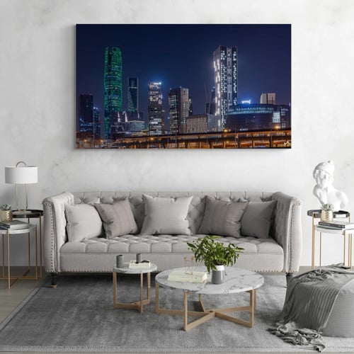 لوحة أبراج المدينة المالية الليلية – الرياض