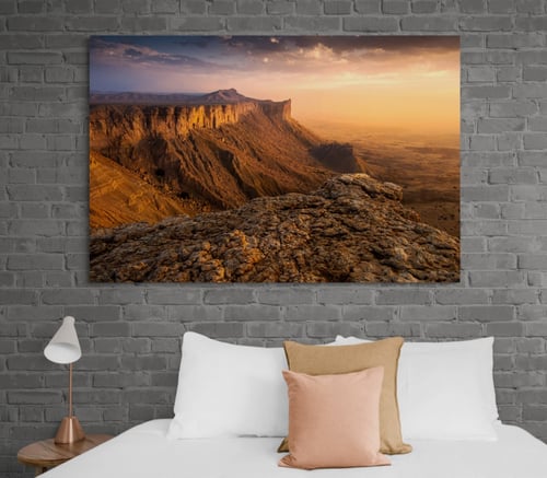 لوحة غروب الشمس الساحر في حافة العالم طويق (إصدار...