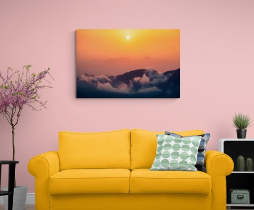 لوحة الغروب والسحاب الساحرة من جبال عسير - لوحات ط...