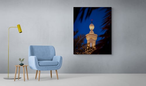 لوحة المنارة وسعف النخيل - لوحة فنية اسلامية ثقافي...