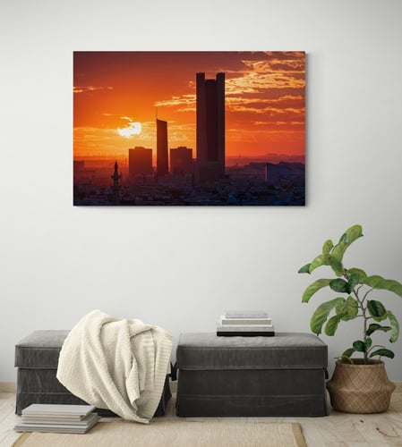 لوحة الغروب الناري لمدينة الرياض – سكايلاين ينبض د...