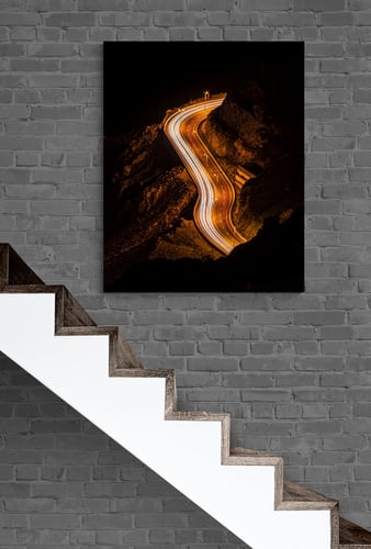 لوحة مسارات الضوء – جبال الهدا بالطائف (مشهد تجريد...