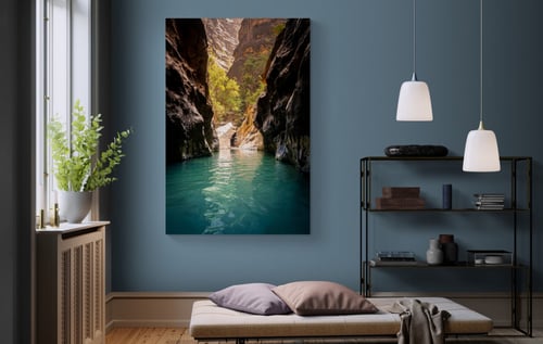 لوحة وادي لجب – جازان | مرآة الفيروز بين جدران الز...