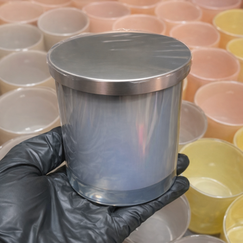 علبة زجاج للشمع مع غطاء