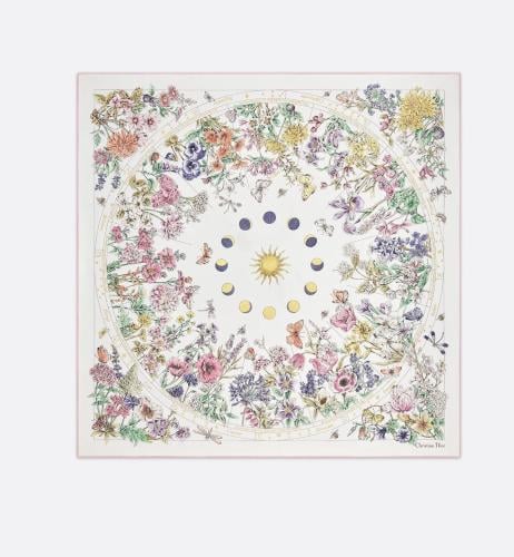 Dior Astral Flowers 90 حرير بحبكة تويل متعدد الألوان