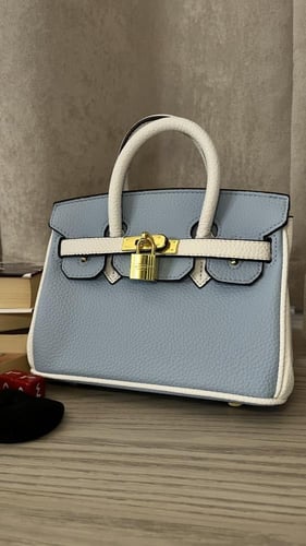 Birken Bag baby blue and white ميني بيركن ( سماوي...