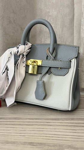Birken Bag grayand baby blue ميني بيركن ( سماوي و...