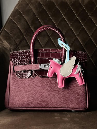 ‏Birken Bag Burgundy ميني بيركن ( عنابي) بجلد التم...