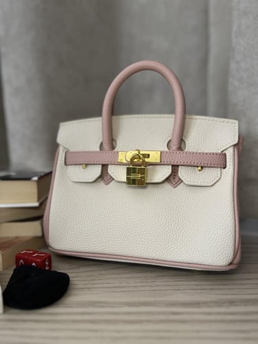 Birken Bag pink and white ميني بيركن ( وردي وابيض)