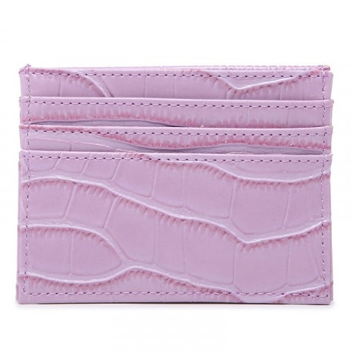 محفظة البطاقات الوردي بجلد التمساح