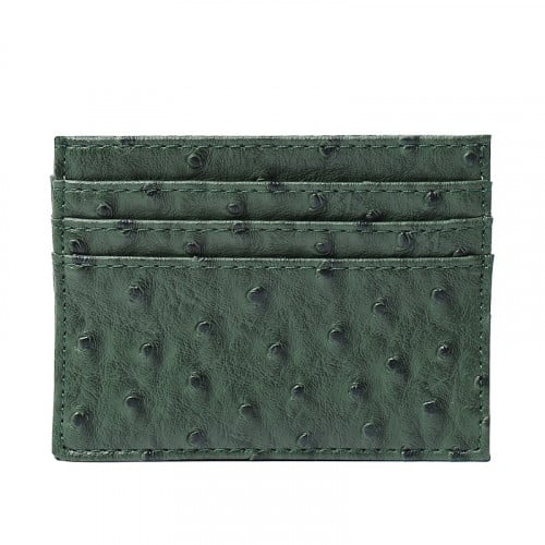 محفظة البطاقات الأخضر بجلد النعام