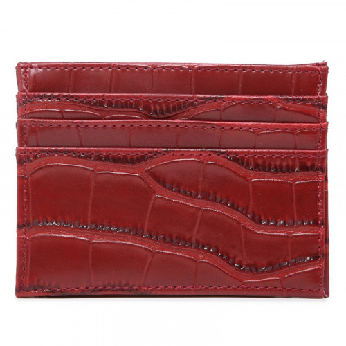 محفظة البطاقات الأحمر بجلد التمساح