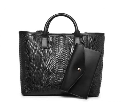شنطة كتف Tote Bag (Shopping Bag) بجلد الافعى الكحل...