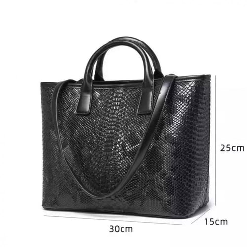 شنطة كتف Tote Bag (Shopping Bag) بجلد الافعى الكحل...