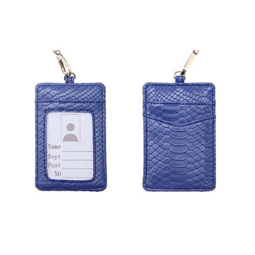 حامل بطاقات الأزرق بجلد الأفعى