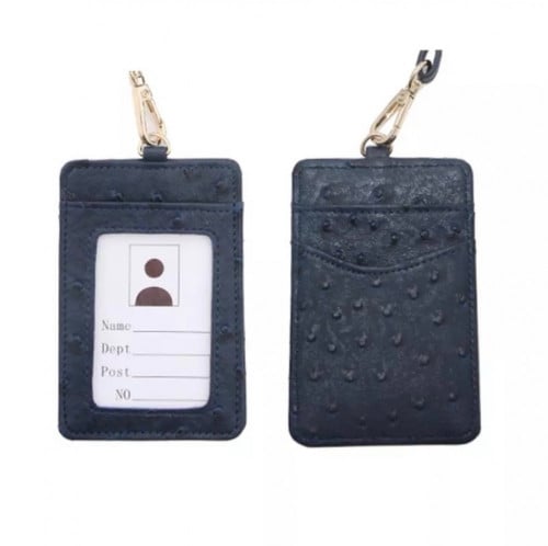 حامل بطاقات الأزرق (كحلي) بجلد النعام