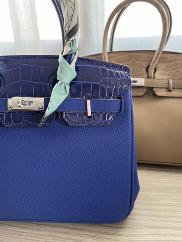 Birken Bag blue بيركن ( نيلي )بجلد التمساح بالحجم...