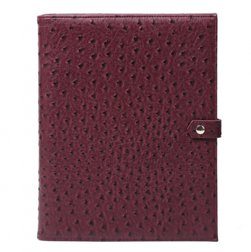 ملف جلد بلون عنابي من جلد النعام