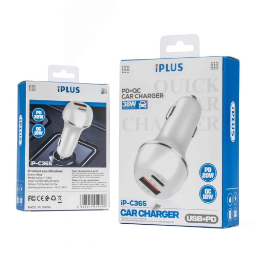 Car charger with two USB ports and PD from Iplus c...
