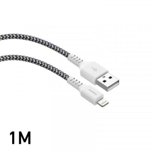 كيبل ايفون قماش ابيض USB To Lightning من شركة ووبو