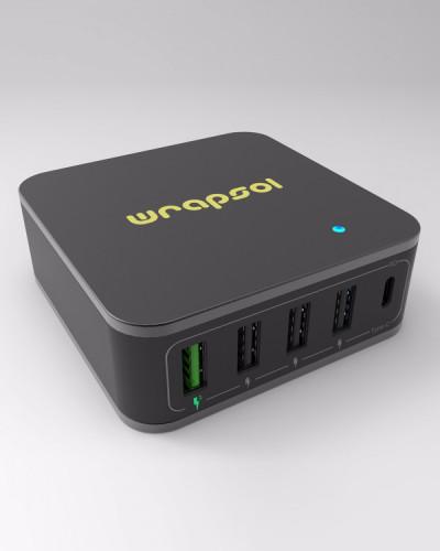منصة شحن 4 منافذ USB ومنفذ PD من شركة WRAPSOL