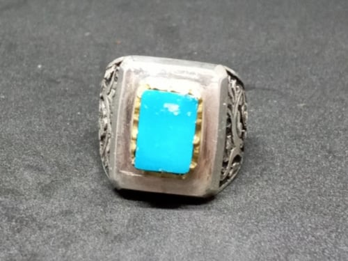 خاتم الفضة فيروز نشابوري إيراني درجة أولى وصياغة ق...