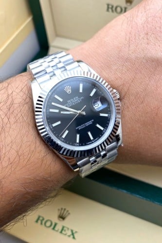 ساعه رولكس Rolex ديت جست رجاليه اسود متجر تدفق