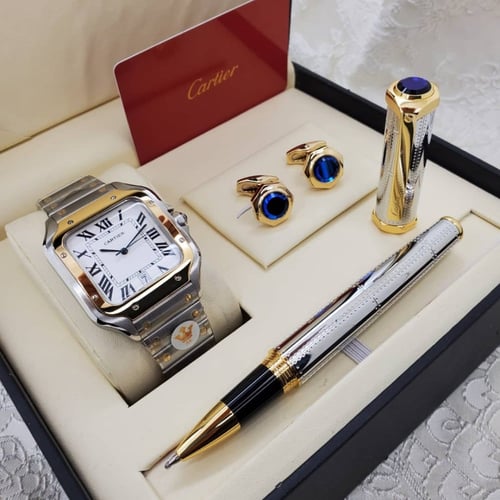 طقم ساعة كارتير سانتوس Santos Cartier متجر تدفق