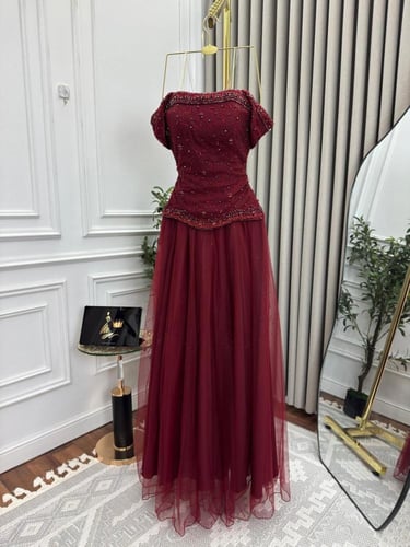 فستان سهره تل تطريز يدوي