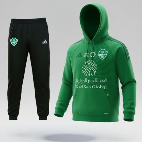 طقم الاهلي شتوي بلوفر اخضر مع سروال طويل اسود-متجر...