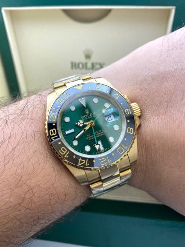 ساعه رولكس Rolex GMT ذهبي مع اخضر متجر تدفق