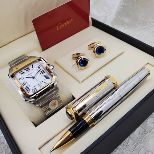 طقم ساعة كارتير سانتوس Santos Cartier متجر تدفق