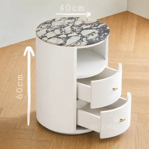 Comadina table Italian marble / white wood