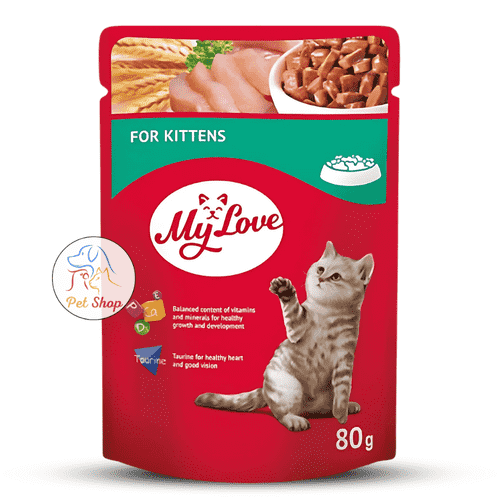 ماي لوف طعام قطط صغيرة رطب بنكهة صدور الدجاج بالصل...