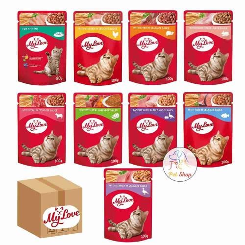 ماي لوف طعام قطط رطب بنكهات مشكلة 100 جرام