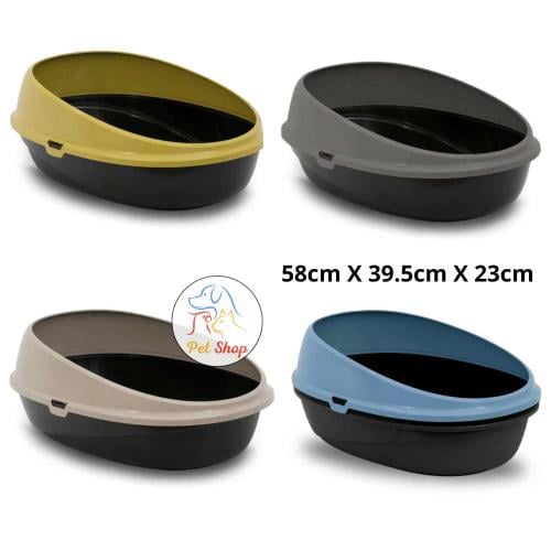 صندوق رمل للقطط بتصميم عالي الحواف لمنع الفوضى