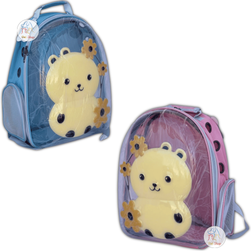 شنطة ظهر شفافه للقطط والجراء برسمة قط متعددة الالو...